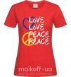 Жіноча футболка LOVE PEACE Червоний фото