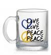 Чашка скляна LOVE PEACE Прозорий фото