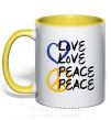 Чашка з кольоровою ручкою LOVE PEACE Сонячно жовтий фото
