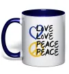 Чашка з кольоровою ручкою LOVE PEACE Глибокий темно-синій фото
