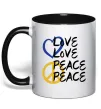 Чашка з кольоровою ручкою LOVE PEACE Чорний фото