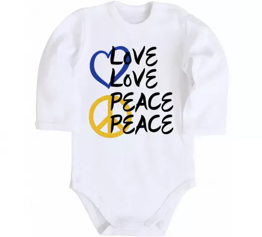 Детский боди LOVE PEACE Белый фото