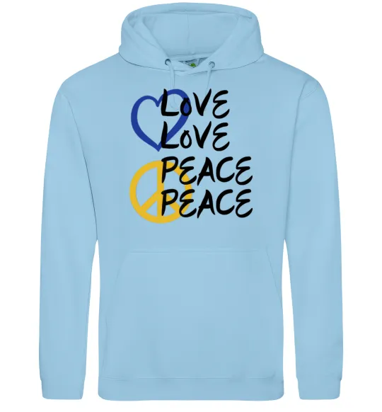 Чоловіча толстовка (худі) LOVE PEACE Блакитний фото