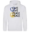 Женская толстовка (худи) LOVE PEACE Серый меланж фото