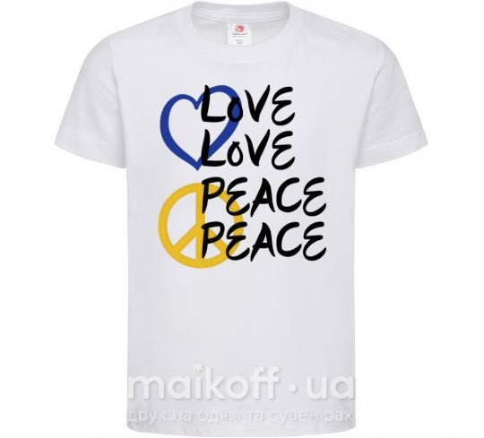 Дитяча футболка LOVE PEACE Білий фото