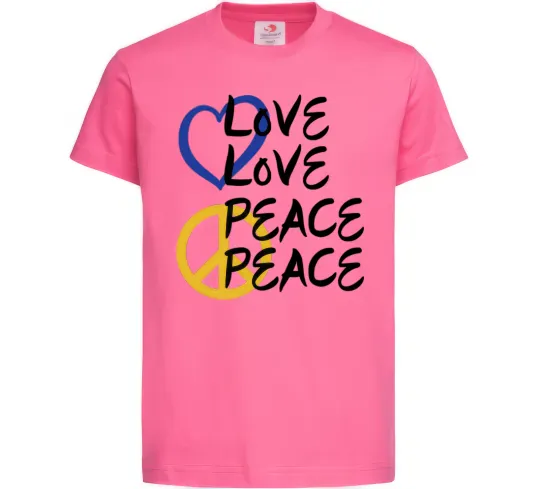 Детская футболка LOVE PEACE Ярко-розовый фото