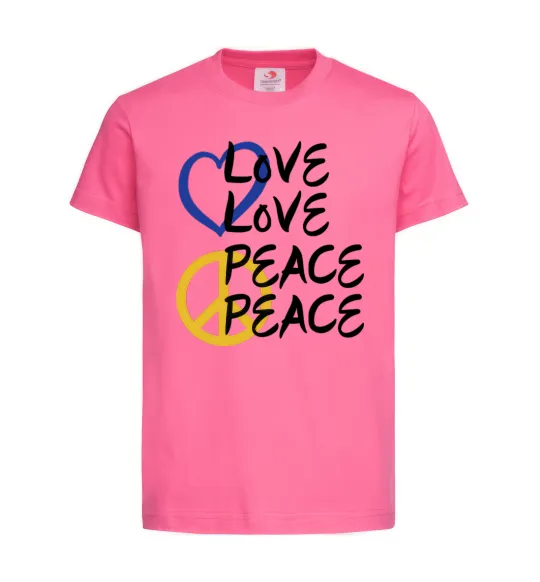 Детская футболка LOVE PEACE Ярко-розовый фото