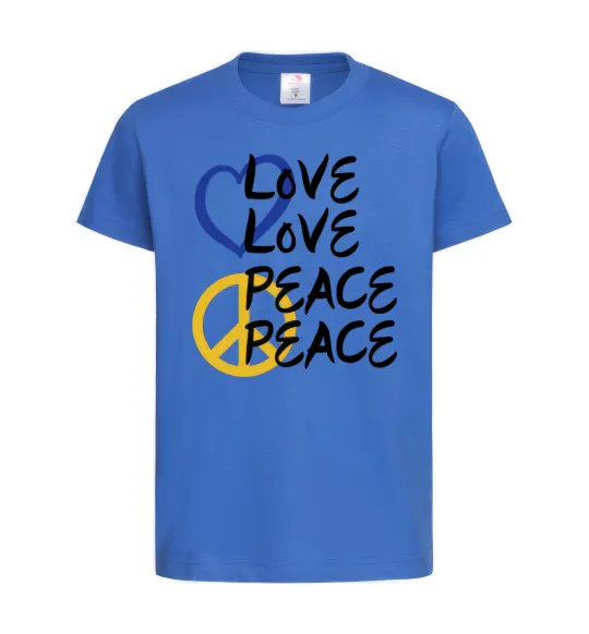 Детская футболка LOVE PEACE Ярко-синий фото