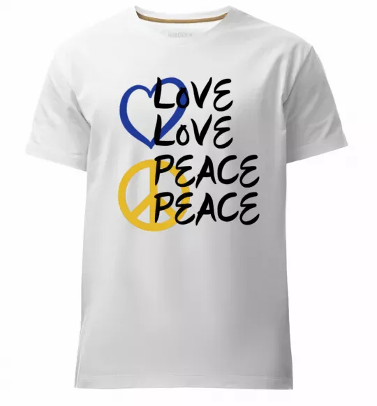 Чоловіча преміум футболка LOVE PEACE Білий фото