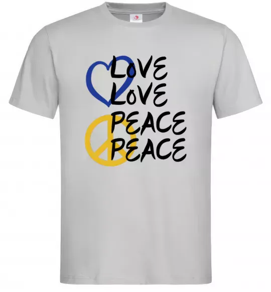 Мужская футболка LOVE PEACE Серый фото