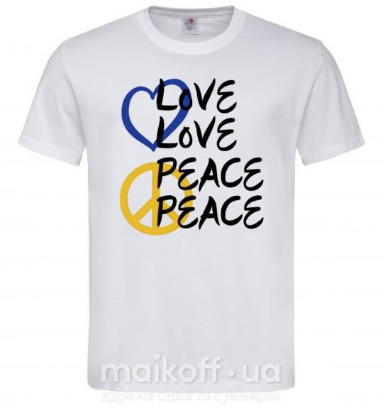 Мужская футболка LOVE PEACE Белый фото
