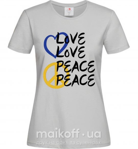 Жіноча футболка LOVE PEACE Сірий фото
