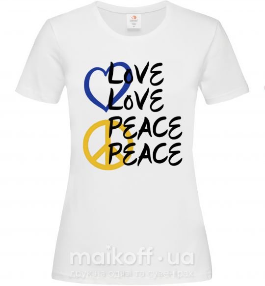 Женская футболка LOVE PEACE Белый фото