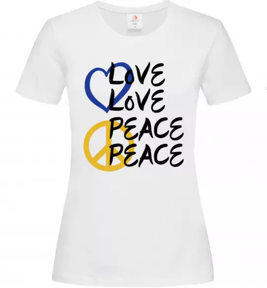 Женская футболка LOVE PEACE Белый фото