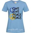 Жіноча футболка LOVE PEACE Блакитний фото