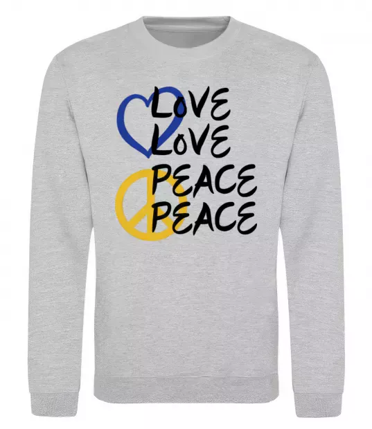 Свитшот LOVE PEACE Серый меланж фото