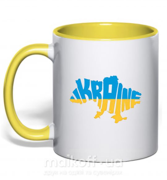 Чашка з кольоровою ручкою UKRAINE MAP Сонячно жовтий фото
