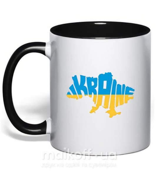 Чашка с цветной ручкой UKRAINE MAP Черный фото