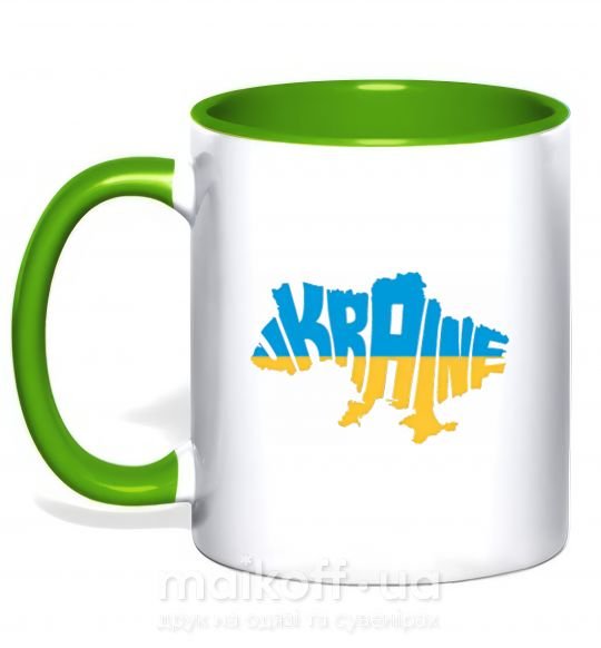 Чашка с цветной ручкой UKRAINE MAP Зеленый фото