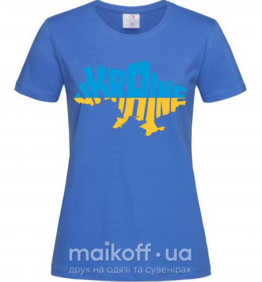 Жіноча футболка UKRAINE MAP Яскраво-синій фото