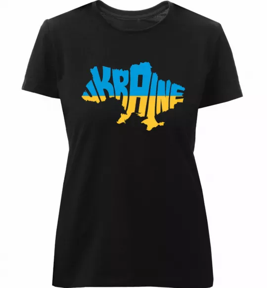 Женская премиум футболка UKRAINE MAP Черный фото