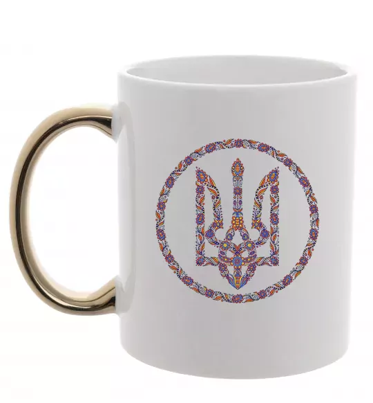 Чашка з кольоровою ручкою ROUND GERB Золото фото