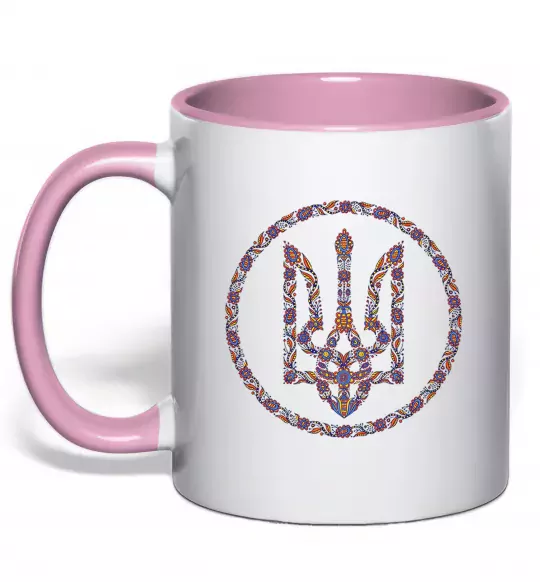 Чашка з кольоровою ручкою ROUND GERB Ніжно рожевий фото