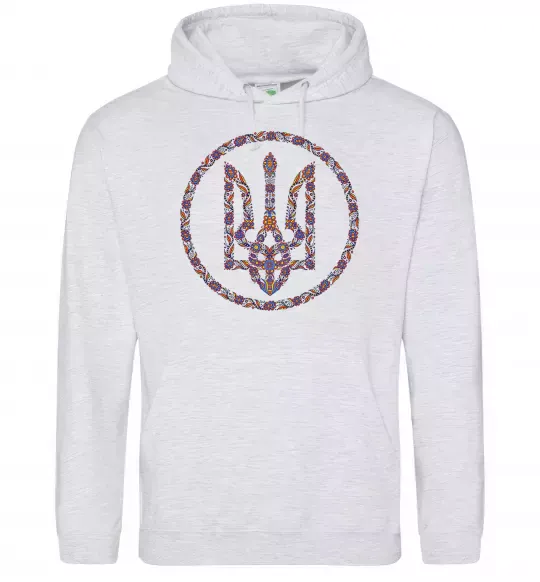 Мужская толстовка (худи) ROUND GERB Серый меланж фото