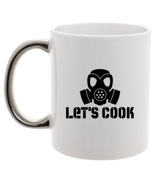 Чашка з кольоровою ручкою Let's cook Срібло фото