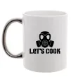 Чашка з кольоровою ручкою Let's cook Срібло фото
