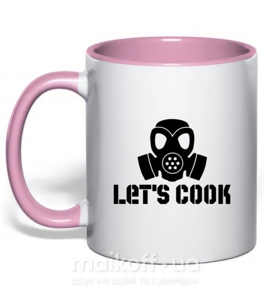 Чашка з кольоровою ручкою Let's cook Ніжно рожевий фото