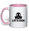 Чашка з кольоровою ручкою Let's cook Ніжно рожевий фото