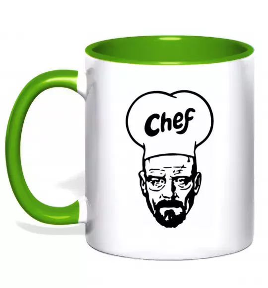 Чашка з кольоровою ручкою Шеф Зелений фото