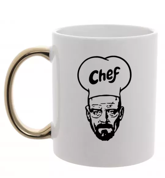 Чашка з кольоровою ручкою Шеф Золото фото