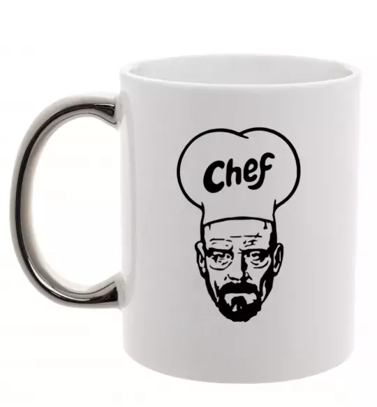 Чашка з кольоровою ручкою Шеф Срібло фото