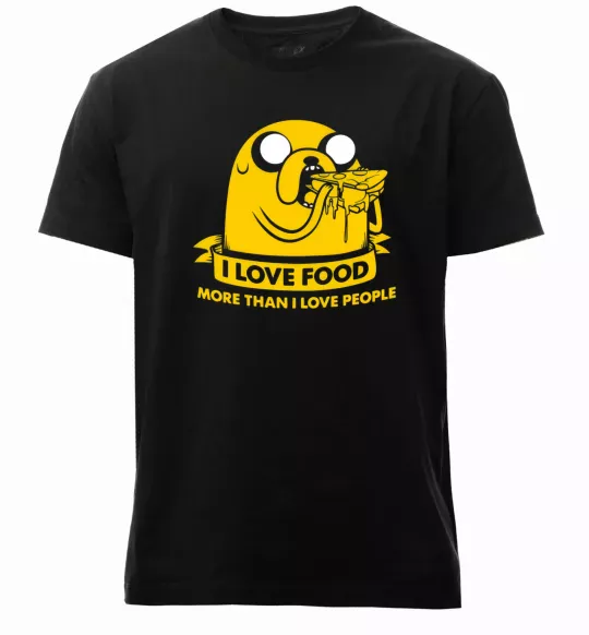 Чоловіча преміум футболка I love food Чорний фото