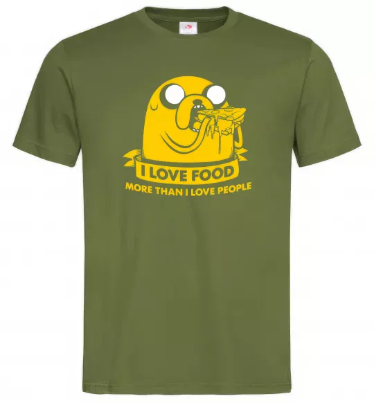 Чоловіча футболка I love food Оливковий фото