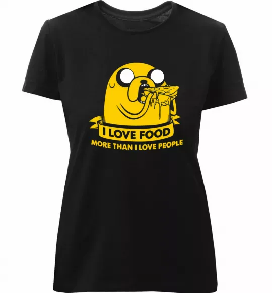 Жіноча преміум футболка I love food Чорний фото