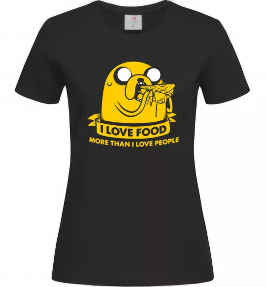 Жіноча футболка I love food Чорний фото