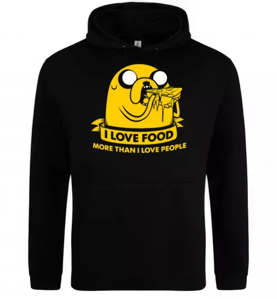 Мужская толстовка (худи) I love food Черный фото