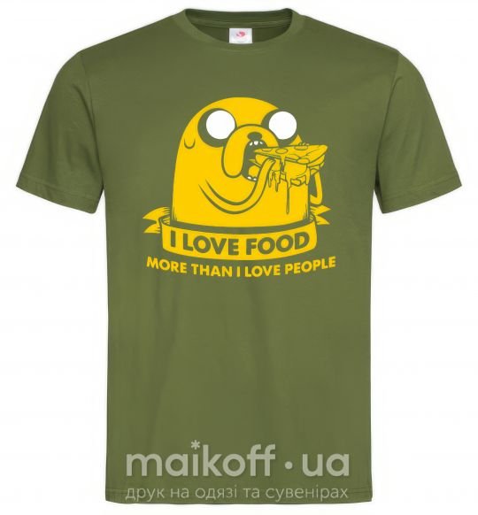 Чоловіча футболка I love food Оливковий фото