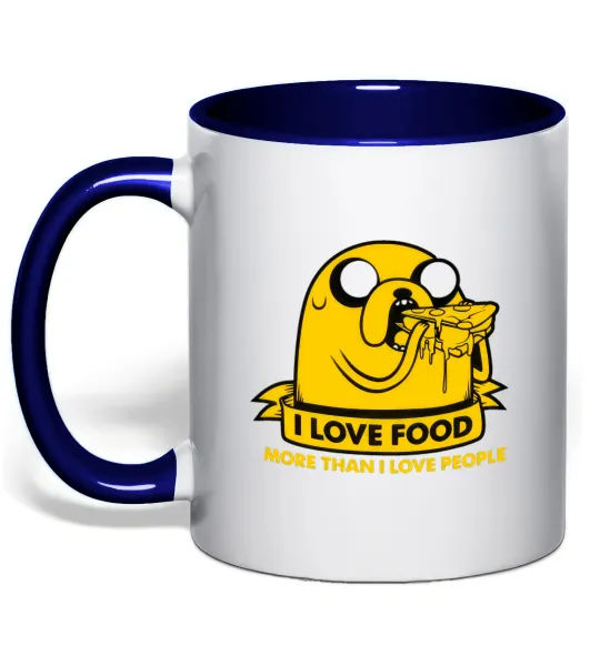 Чашка з кольоровою ручкою I love food Глибокий темно-синій фото