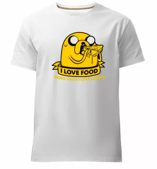 Чоловіча преміум футболка I love food Білий фото