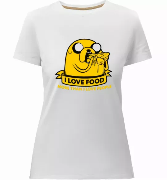 Жіноча преміум футболка I love food Білий фото