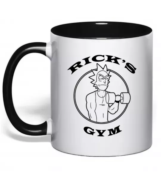 Чашка з кольоровою ручкою Gym rick Чорний фото