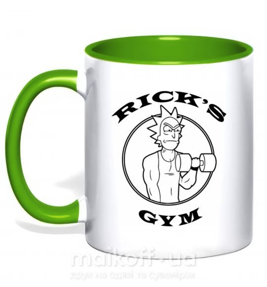 Чашка з кольоровою ручкою Gym rick Зелений фото