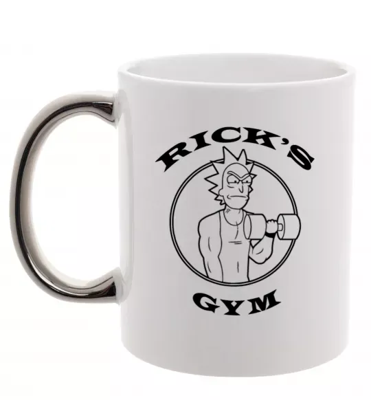 Чашка з кольоровою ручкою Gym rick Срібло фото