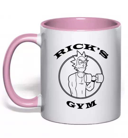 Чашка з кольоровою ручкою Gym rick Ніжно рожевий фото