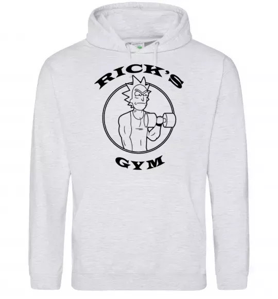 Мужская толстовка (худи) Gym rick Серый меланж фото