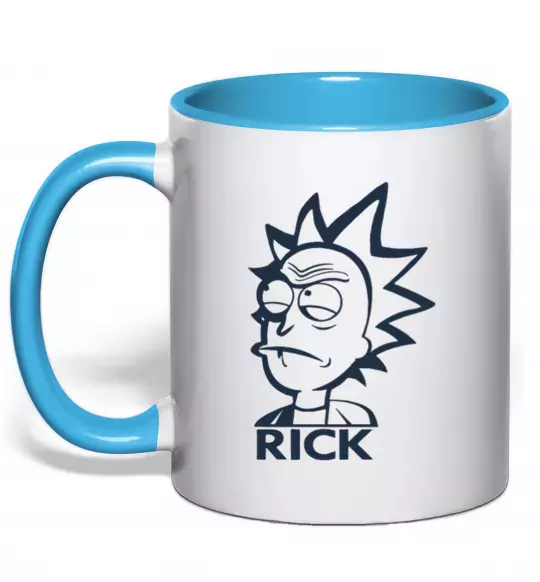 Чашка з кольоровою ручкою RICK Блакитний фото